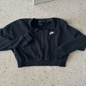 Nike Black Cropped Quarter-Zip Hoodie Sweatshirt